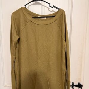 We The Free Olive-Tone Scoop Neck Long Sleeve Top